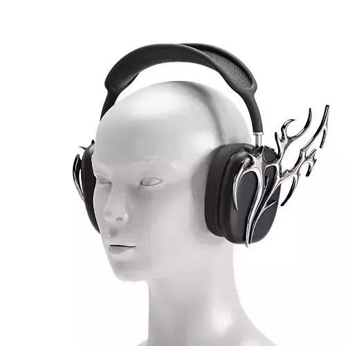 Headphone Chrome Heart Silver - Streetwear Low-poly 3D model