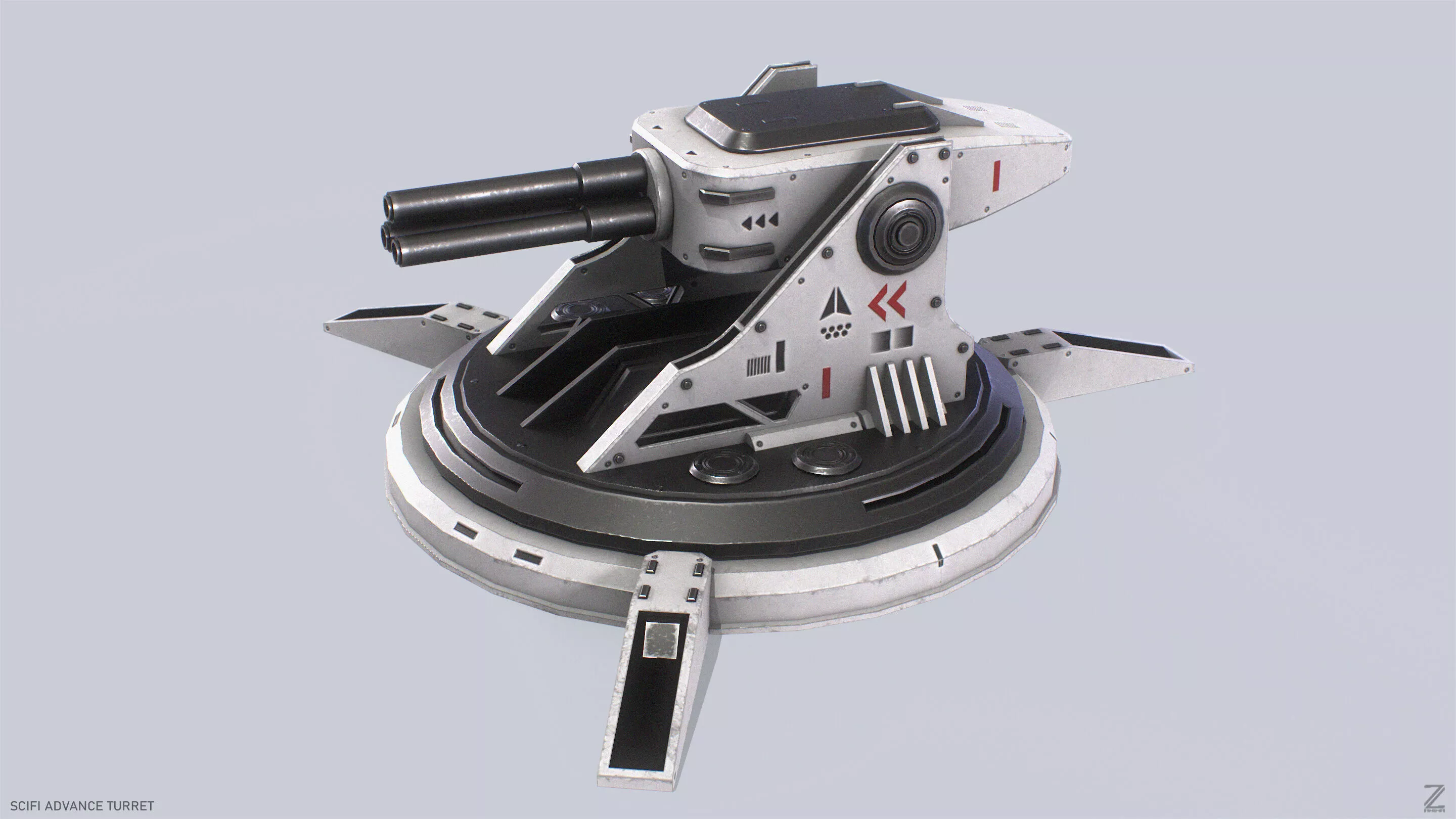 Scifi advance turret Low-poly 3D model