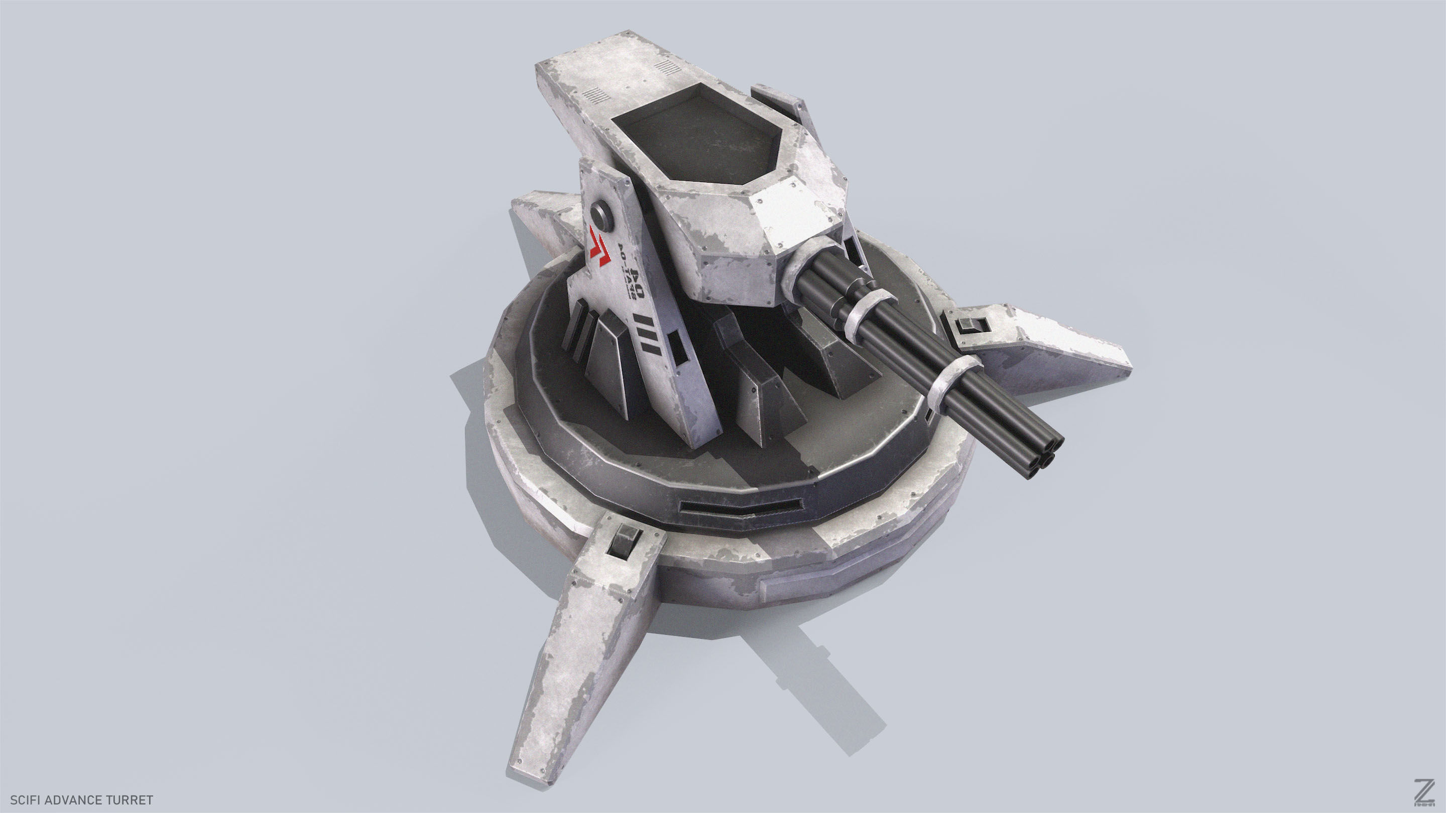 Scifi advance turret Low-poly 3D model_5
