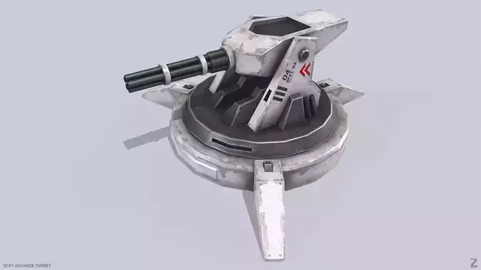 Scifi advance turret Low-poly 3D model Scifi advance turret Low-poly 3D model