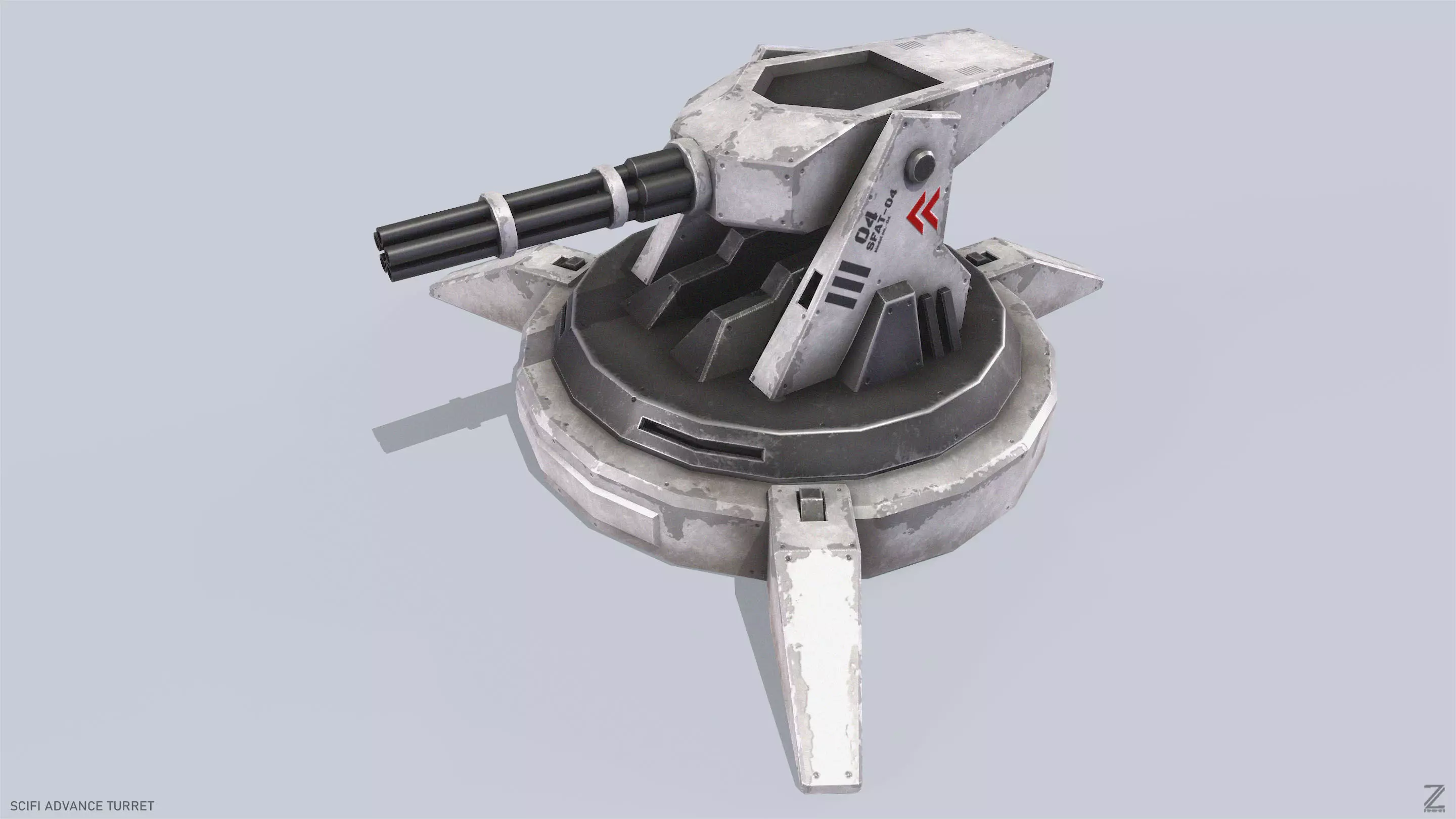 Scifi advance turret Low-poly 3D model_0