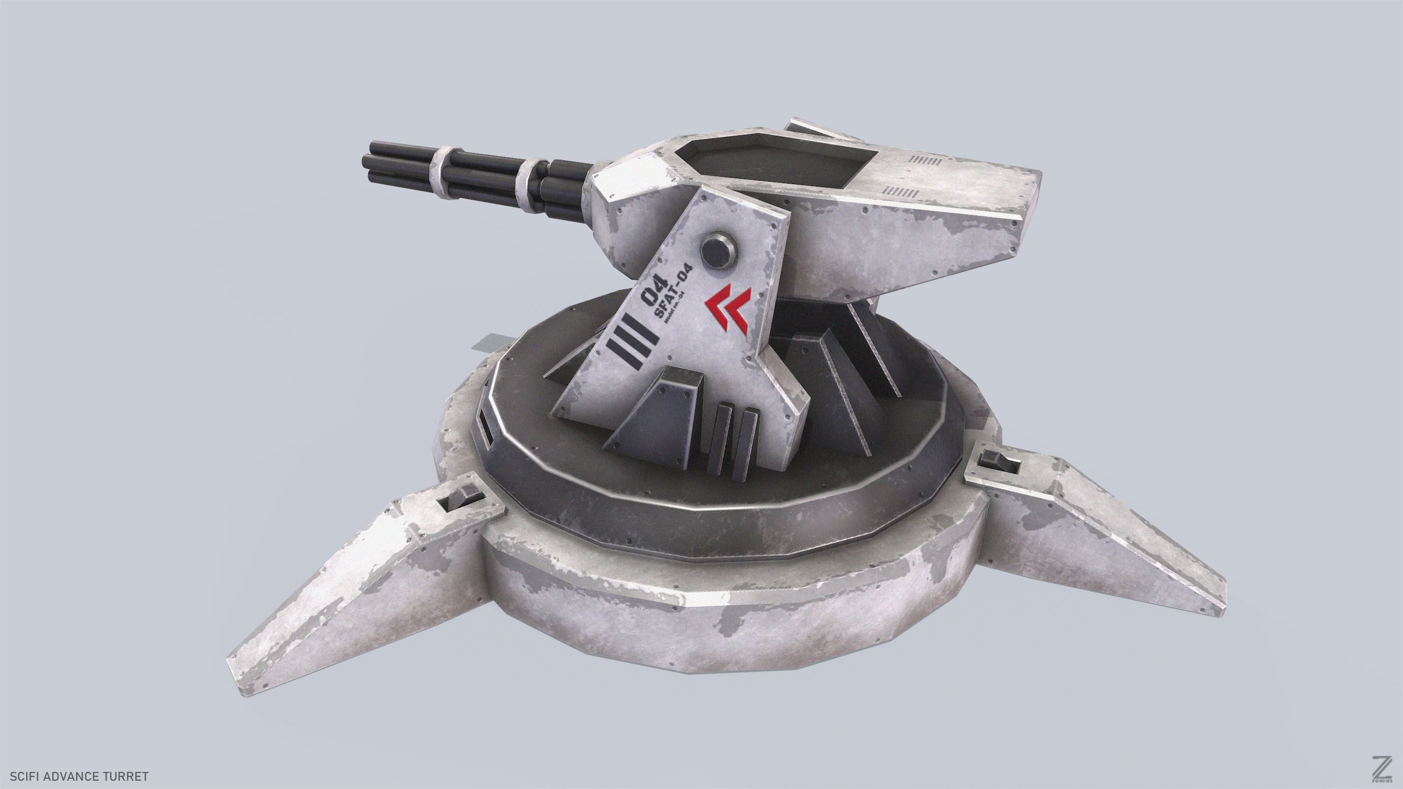 Scifi advance turret Low-poly 3D model_8