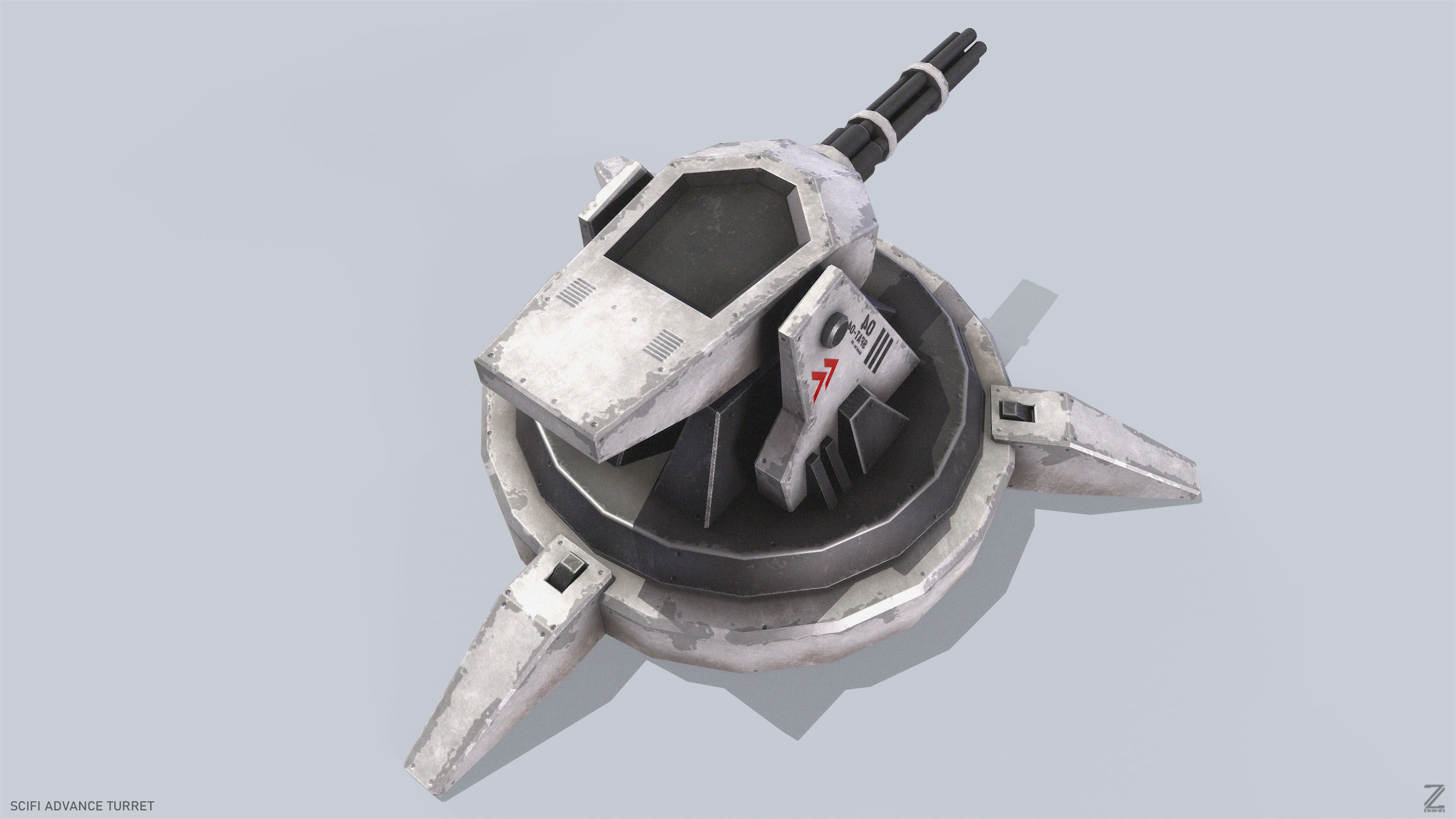 Scifi advance turret Low-poly 3D model_7