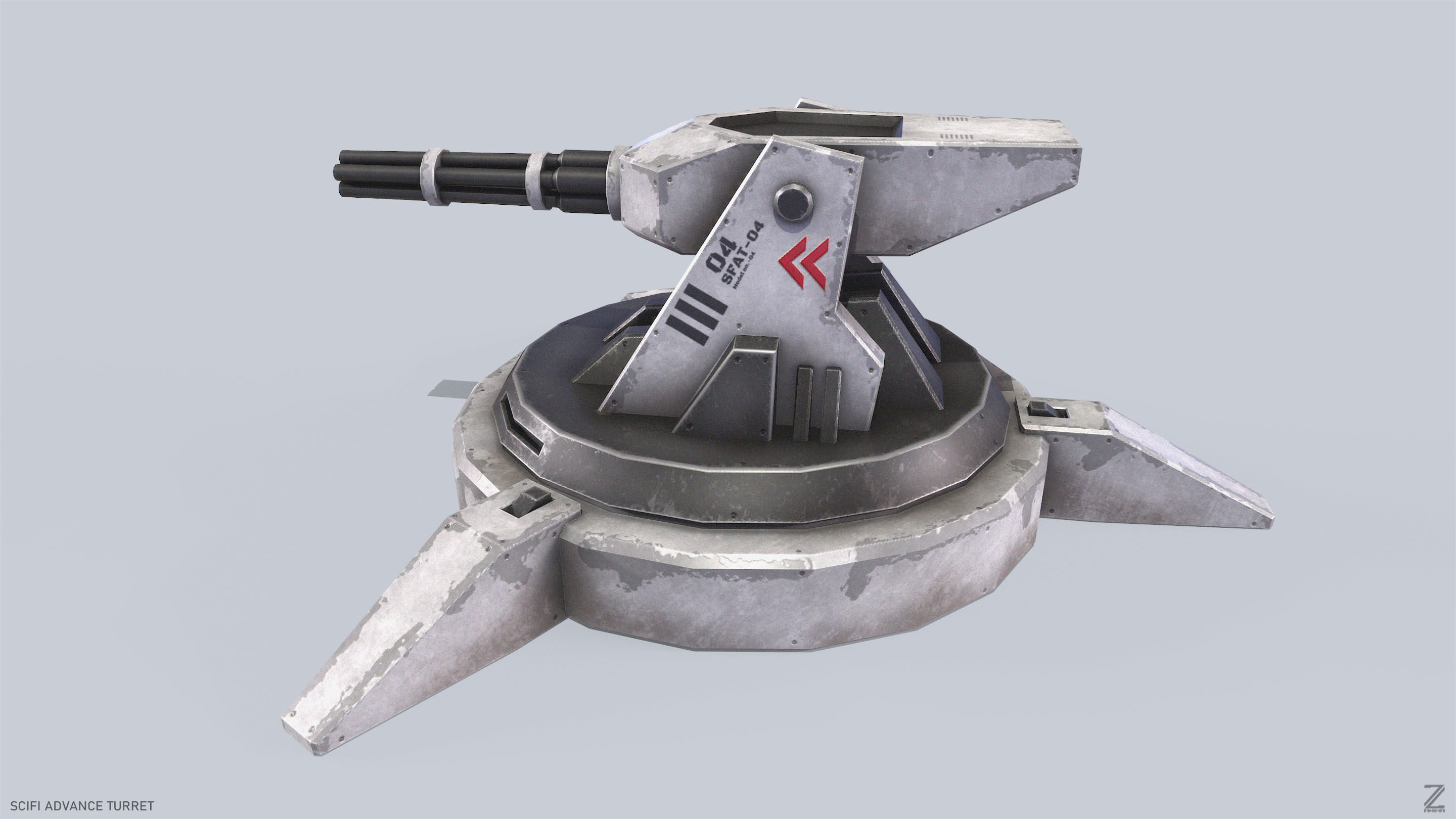 Scifi advance turret Low-poly 3D model_4