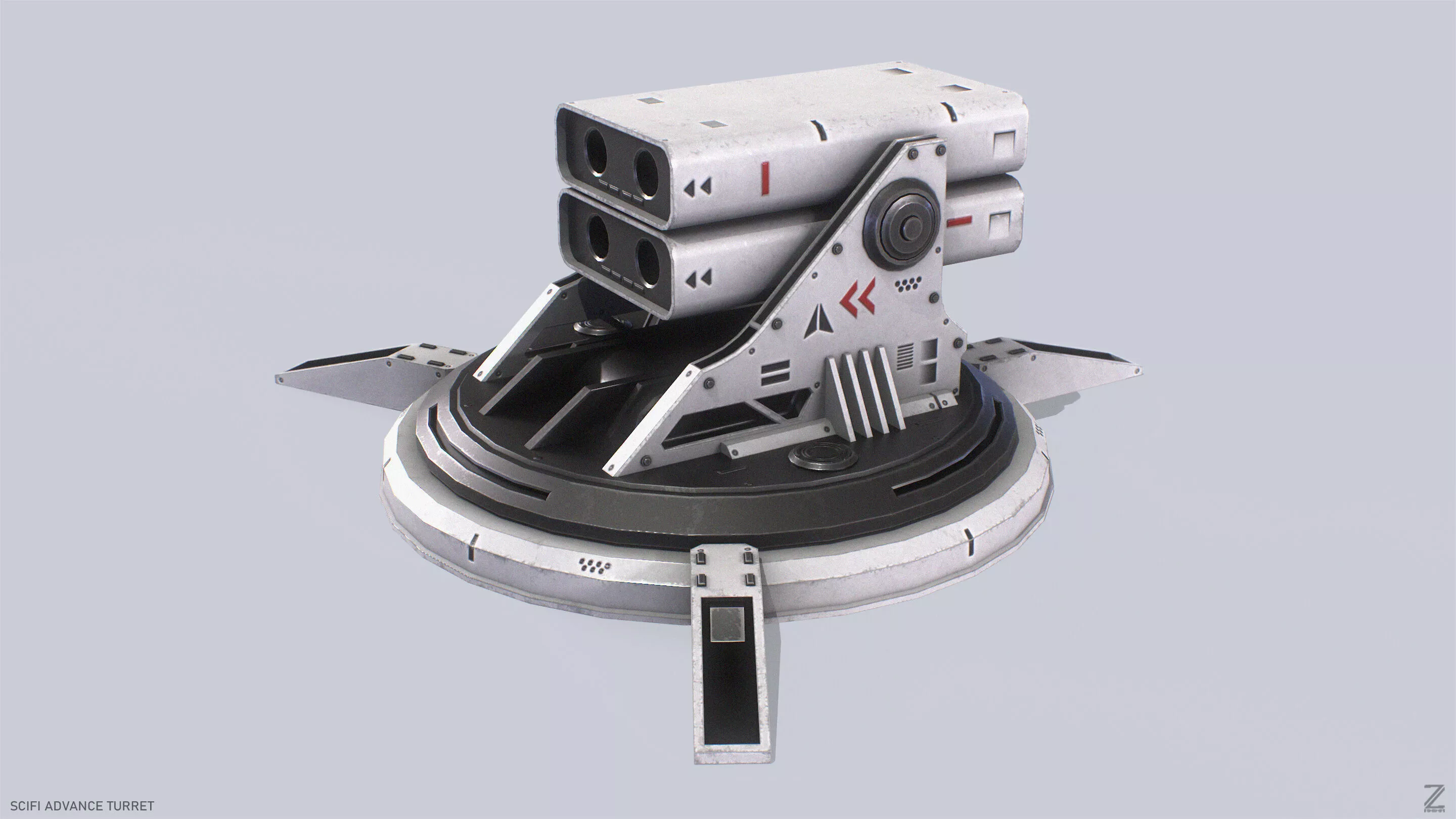 Scifi advance turret Low-poly 3D model