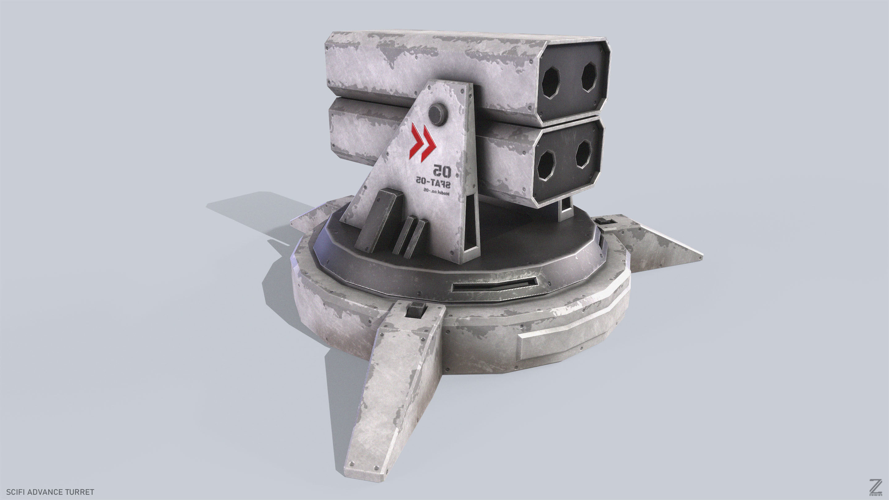 Scifi advance turret Low-poly 3D model_4