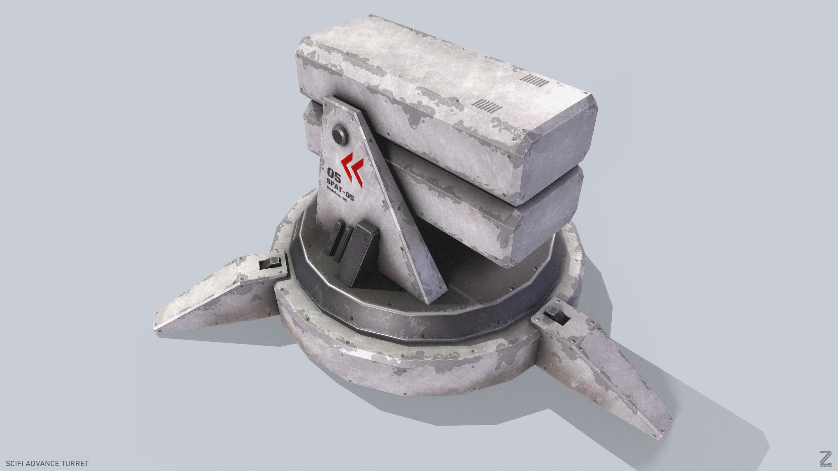 Scifi advance turret Low-poly 3D model_5