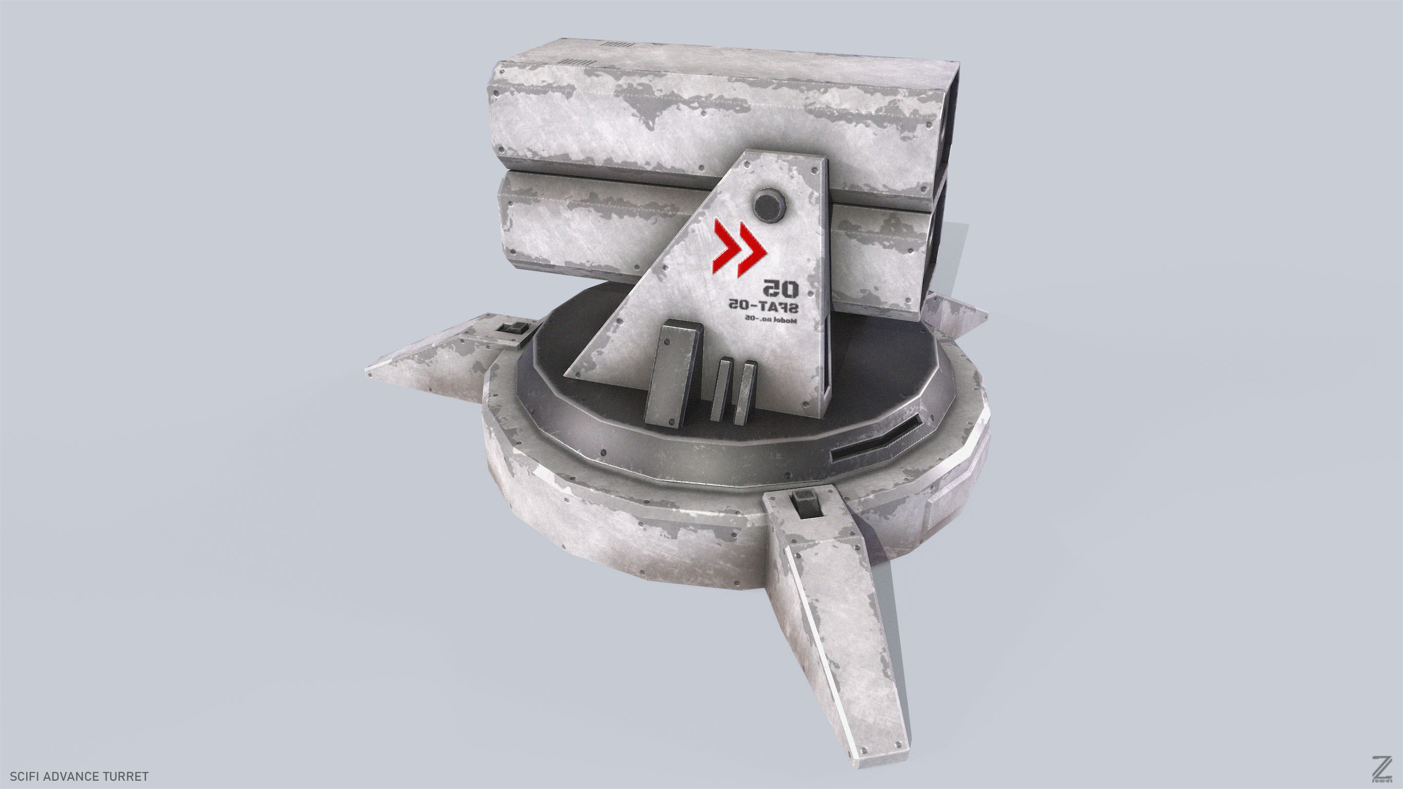 Scifi advance turret Low-poly 3D model_8