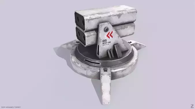 Scifi advance turret Low-poly 3D model Scifi advance turret Low-poly 3D model