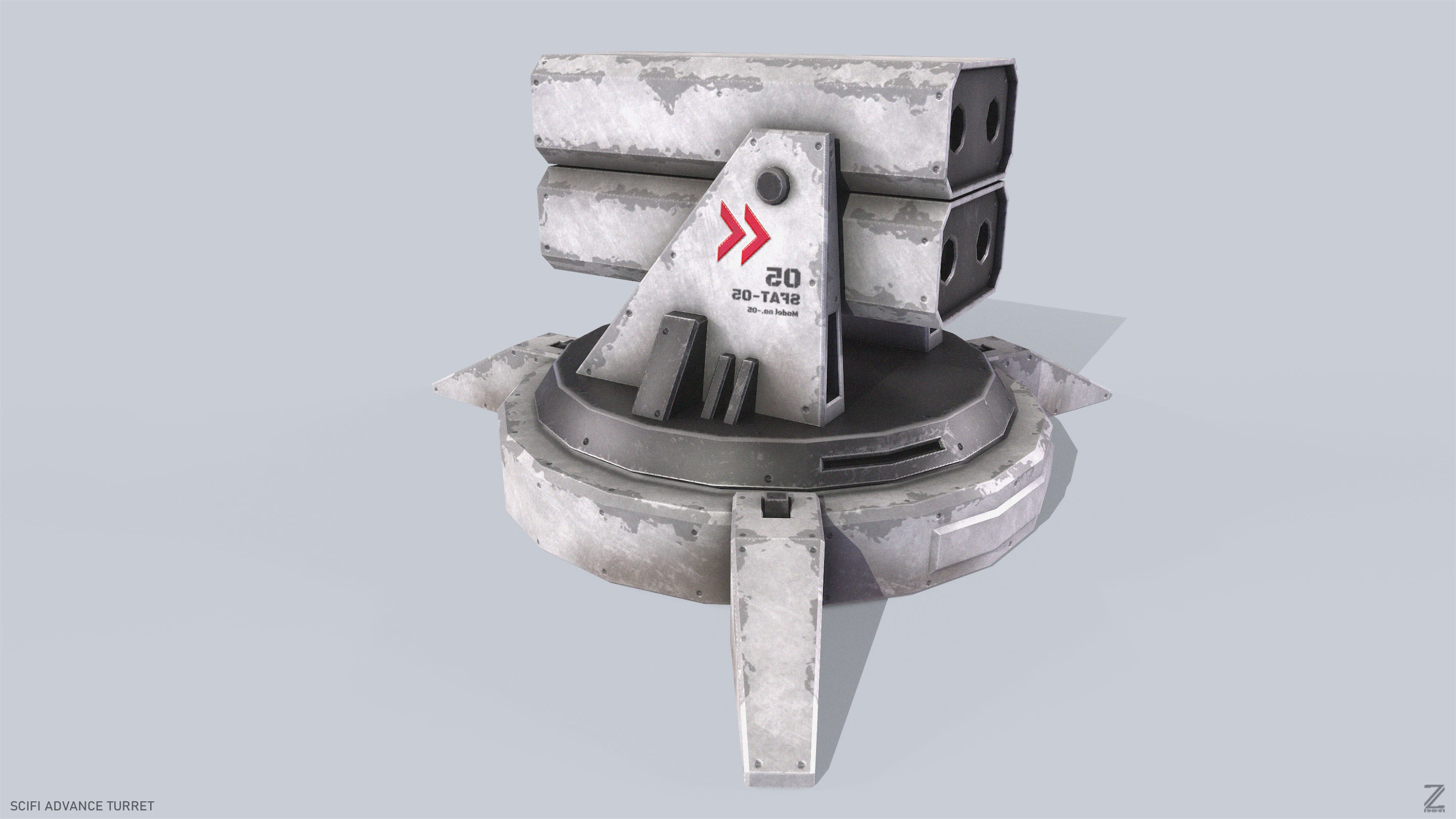 Scifi advance turret Low-poly 3D model_7