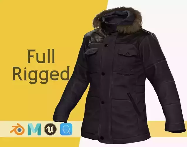 Coat  Realistic 3D Rigged Low-poly 3D model