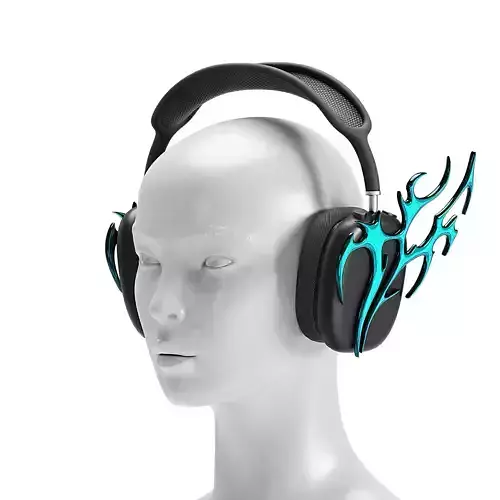 Headphone Chrome Heart Blue - Streetwear Low-poly 3D model