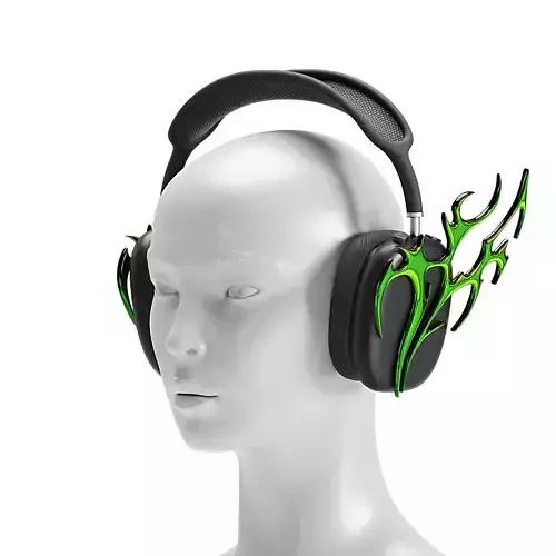 Headphone Chrome Heart Green - Streetwear Low-poly 3D model