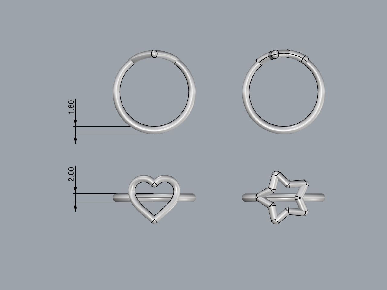 Minimalist design rings 3D print model_1