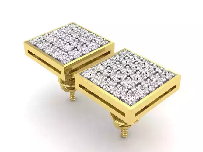 AV 493 Diamond Square Men Hip Hop Iced Stud Earrings