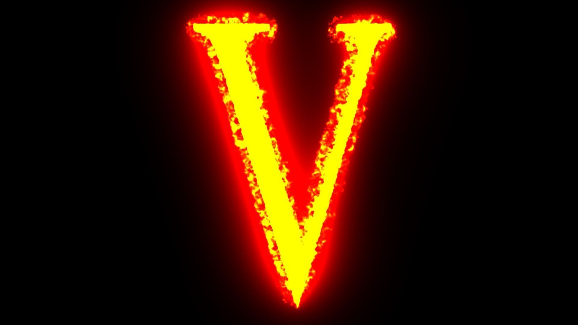 alphabet letters animated on fire 3D model_21