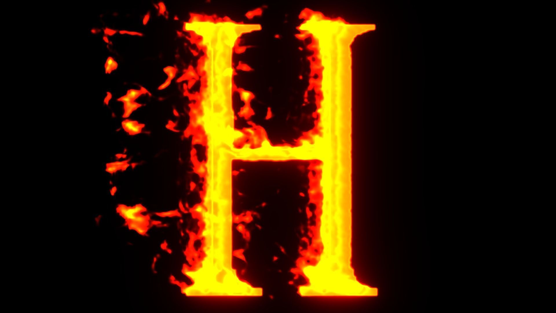 alphabet letters animated on fire 3D model_9