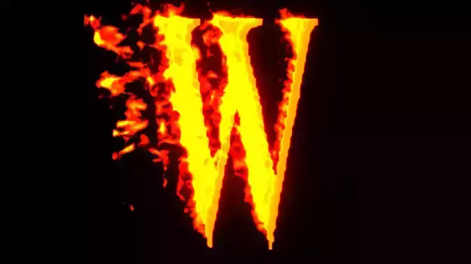 alphabet letters animated on fire 3D model