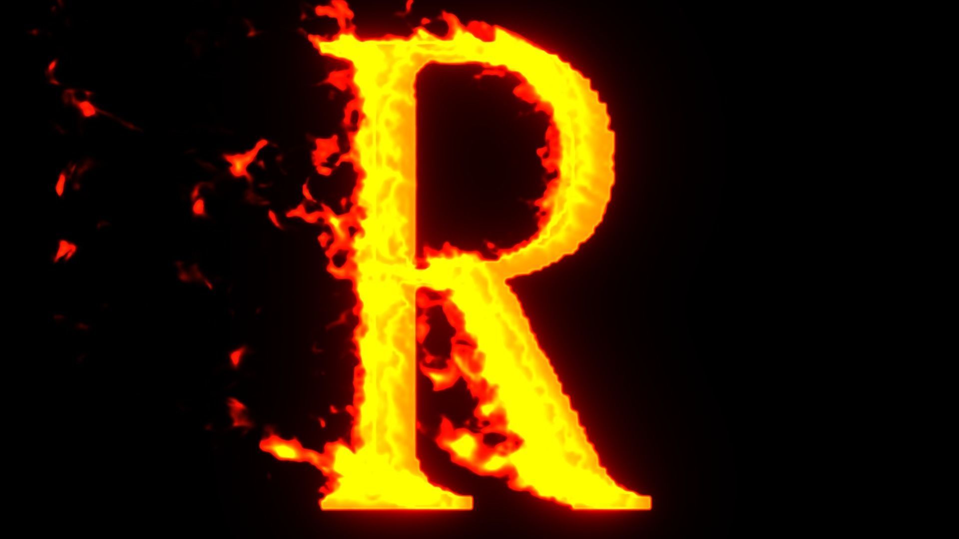 alphabet letters animated on fire 3D model_10