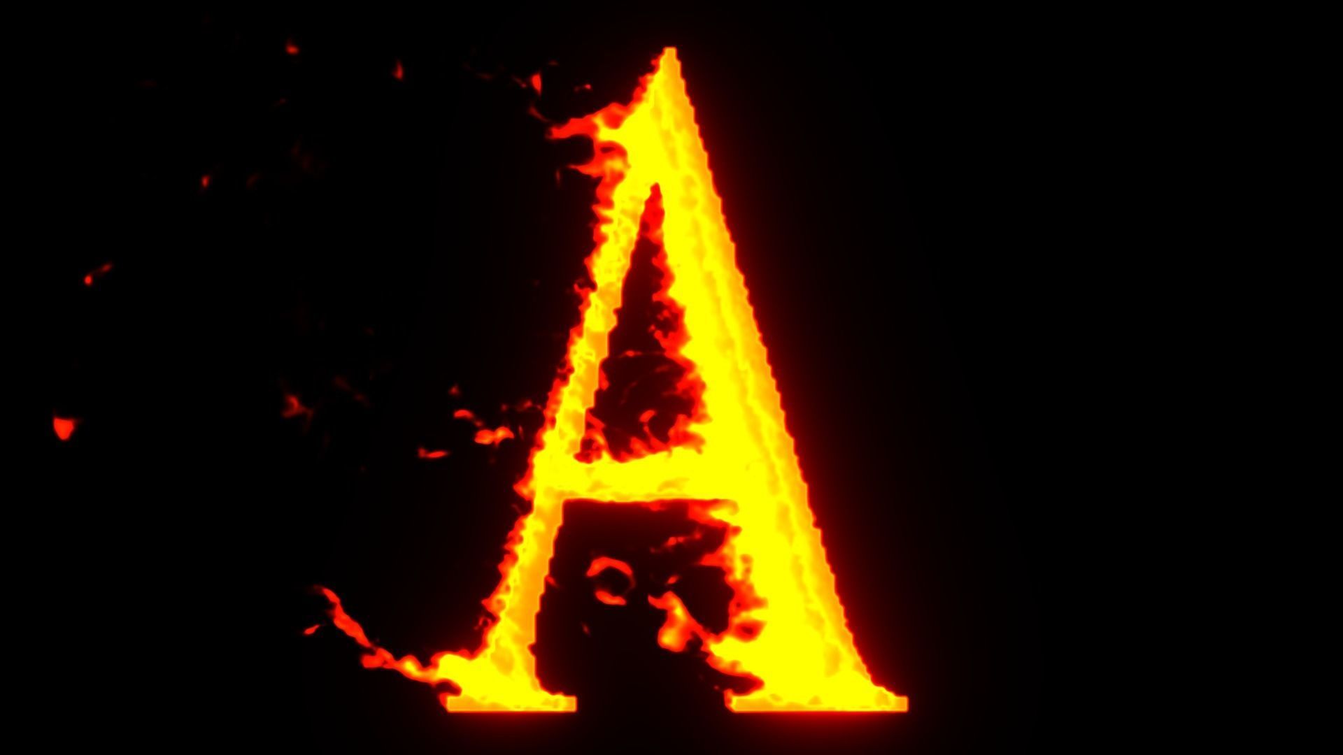 alphabet letters animated on fire 3D model_6