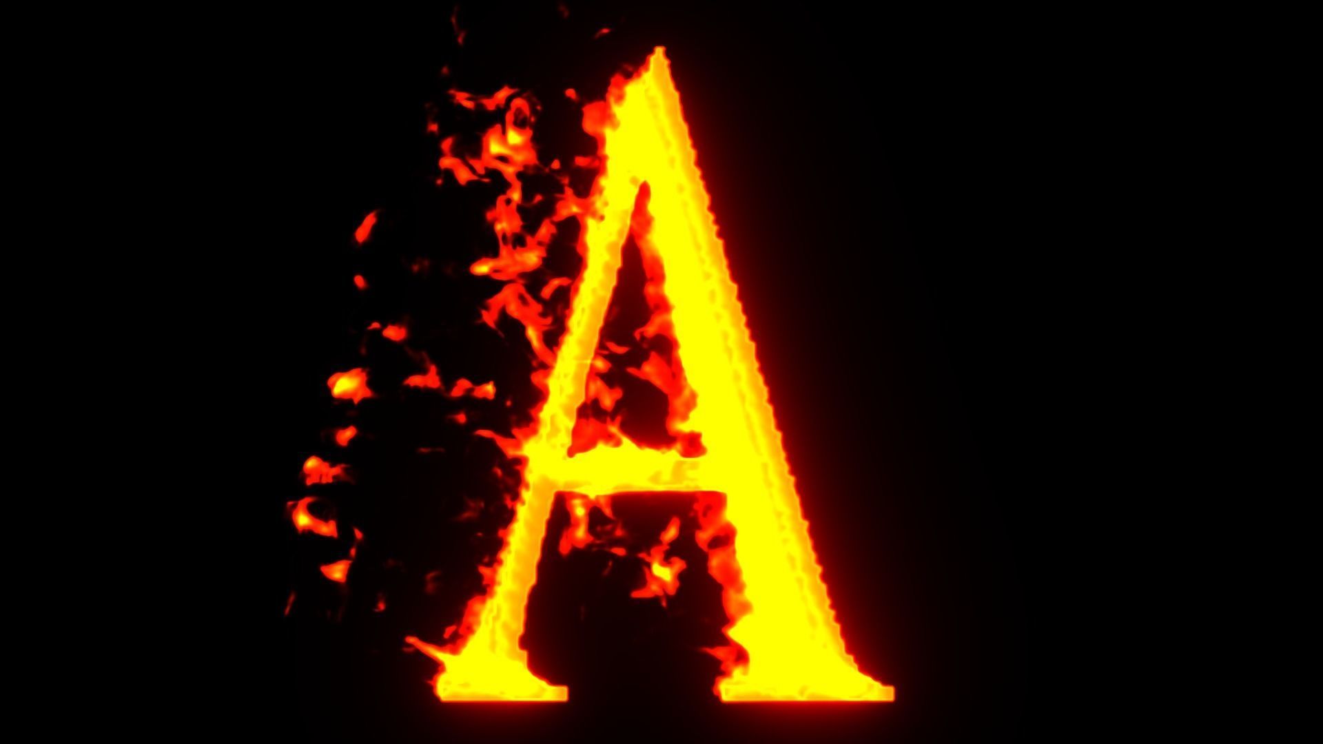 alphabet letters animated on fire 3D model_12