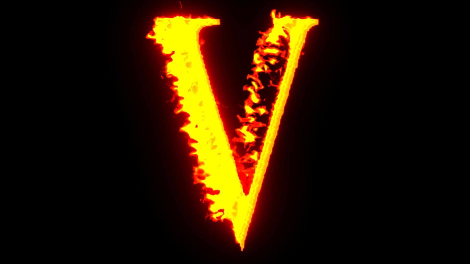 alphabet letters animated on fire 3D model_5