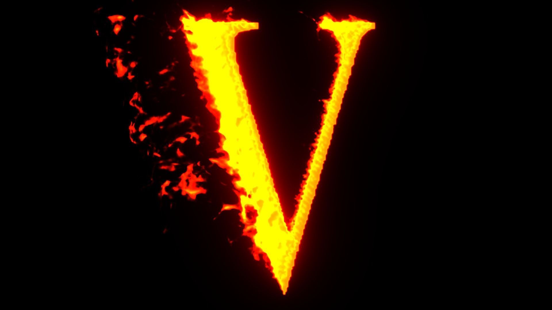 alphabet letters animated on fire 3D model_17