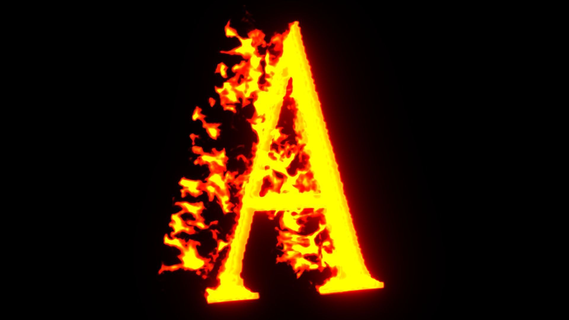 alphabet letters animated on fire 3D model_16