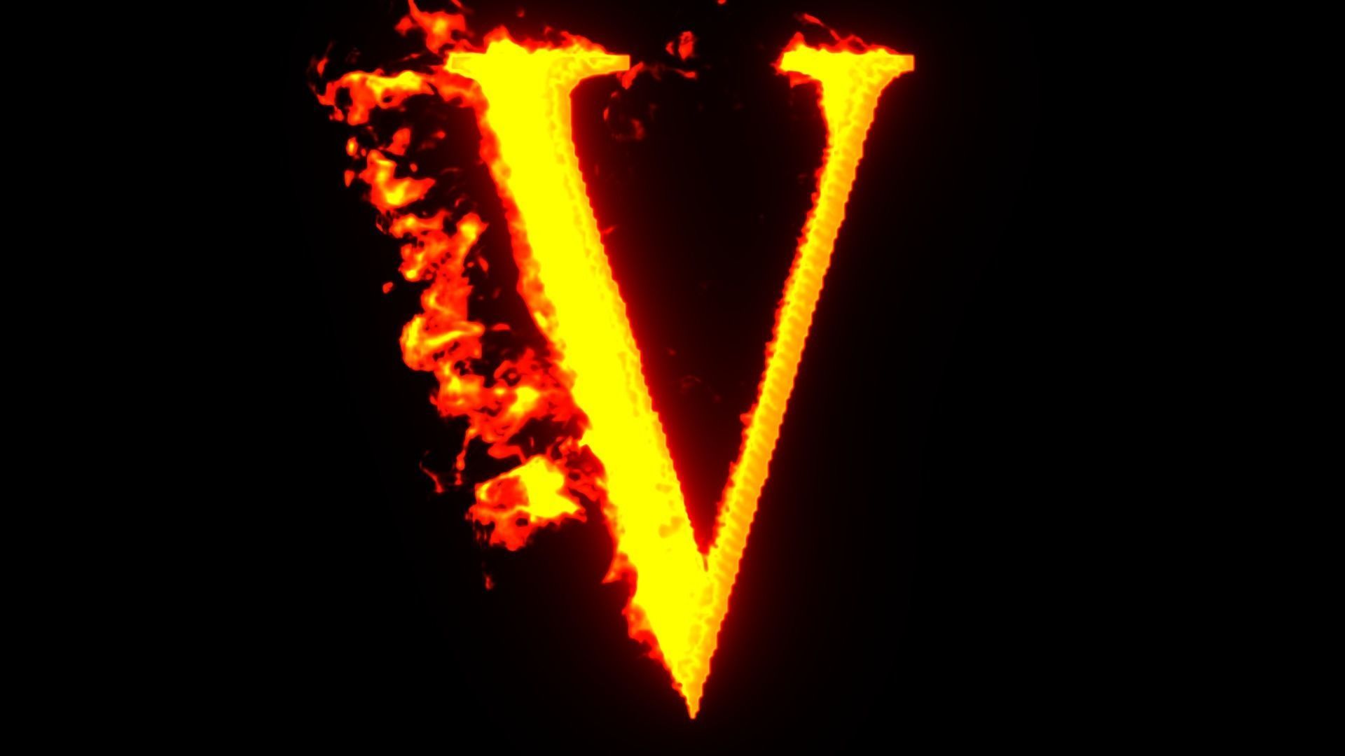 alphabet letters animated on fire 3D model_7