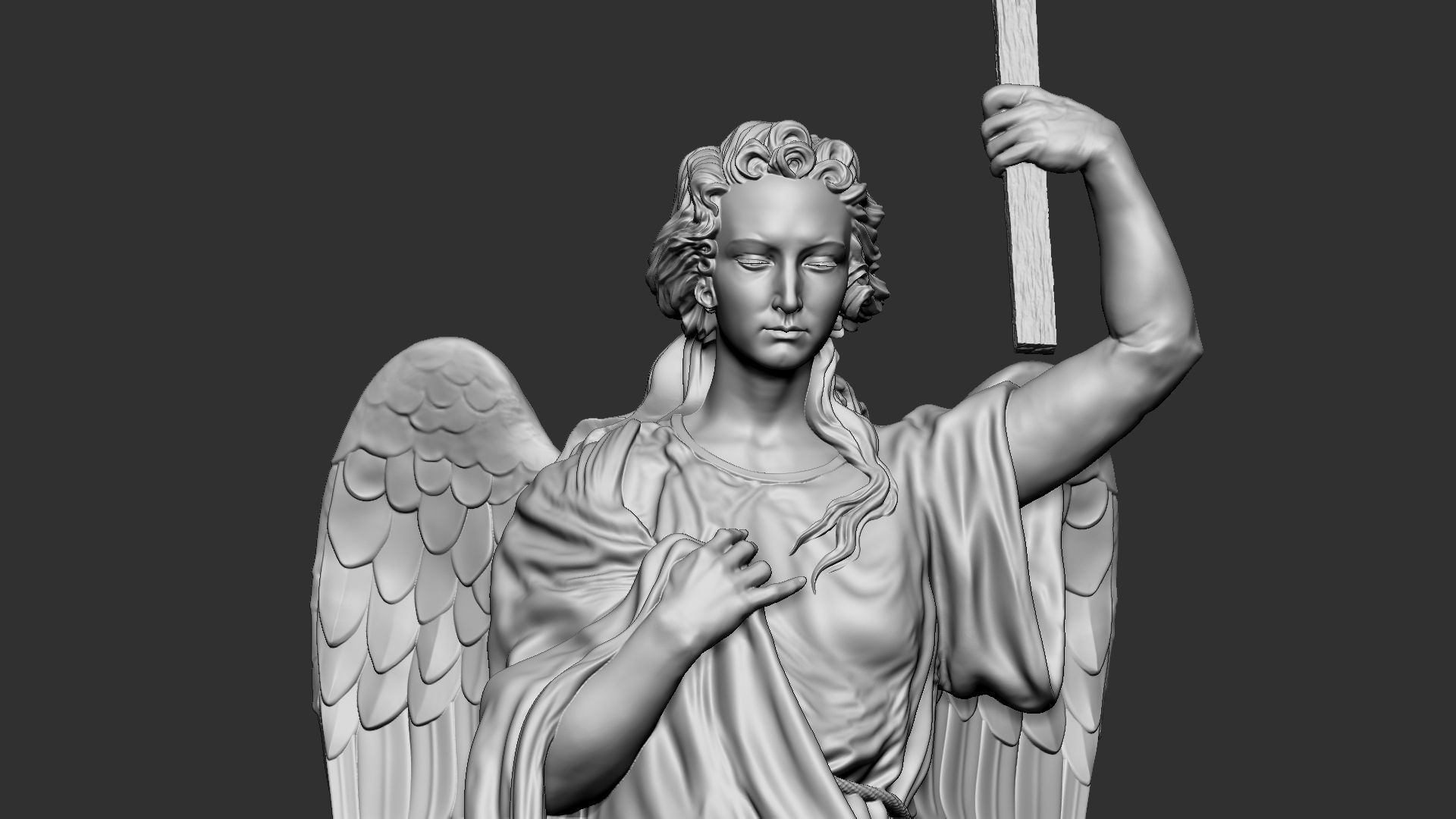 Angel statue 01 3D print model_10