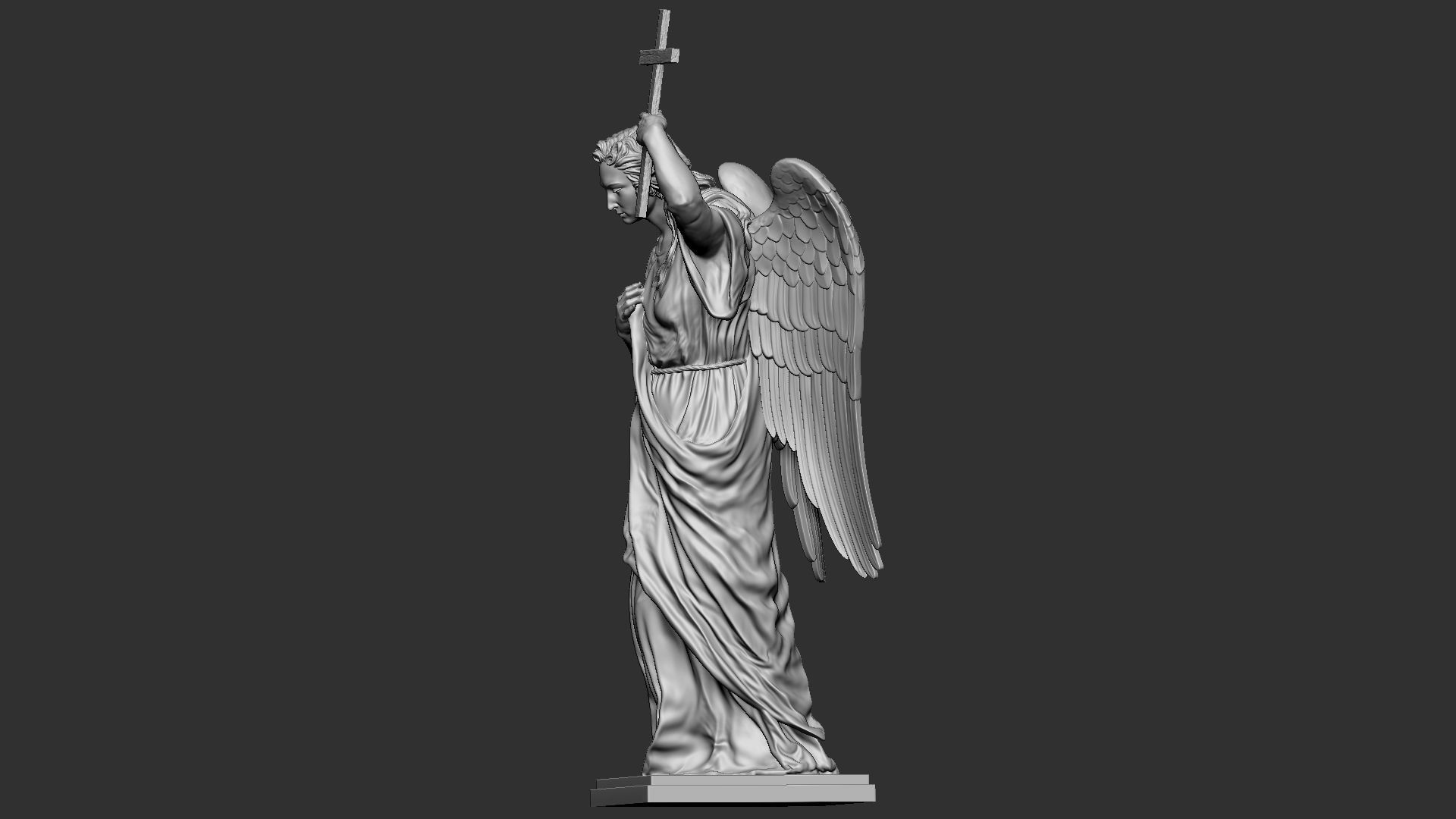 Angel statue 01 3D print model_36