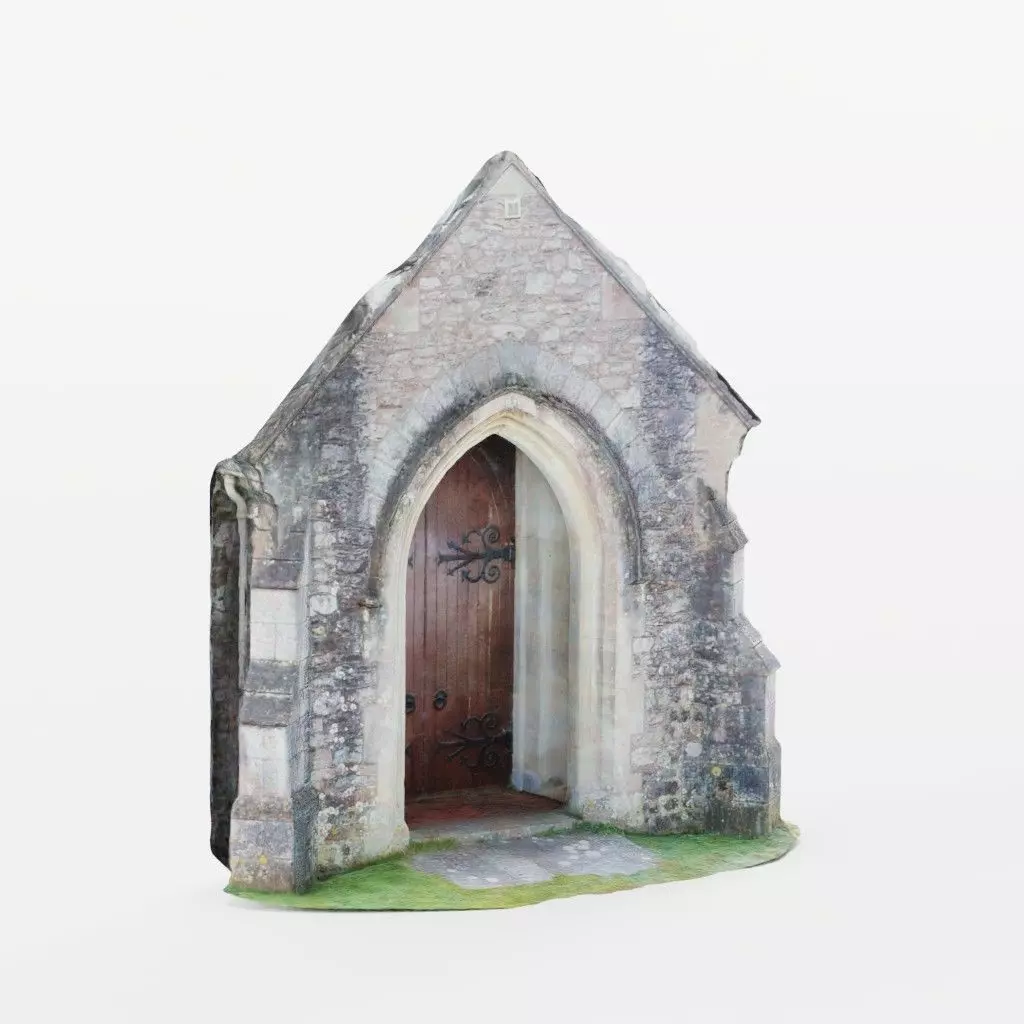 Church Porch Stone Gothic Doorway Photo-Scan Low-poly 3D model_0