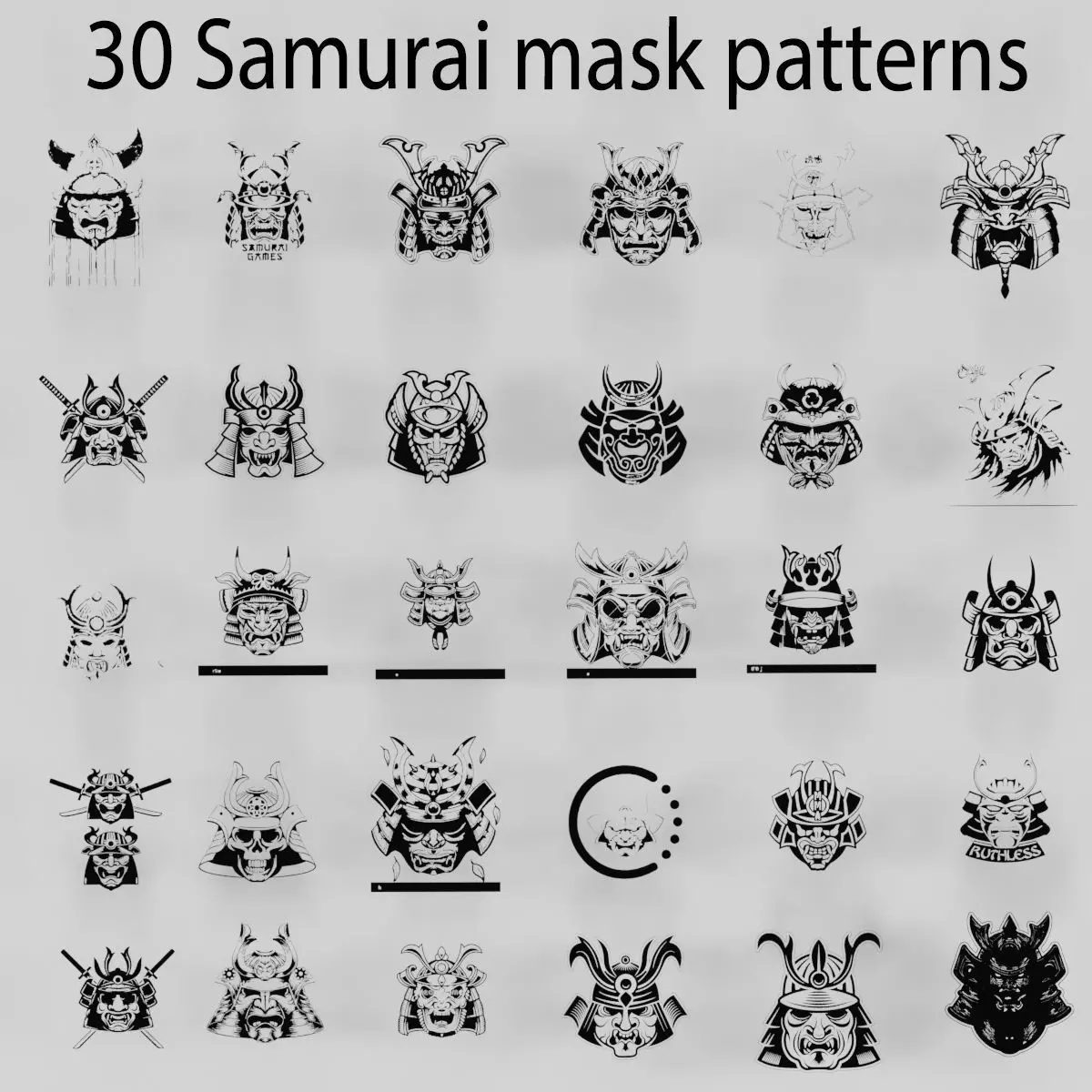 Samurai mask patterns 3D model_0