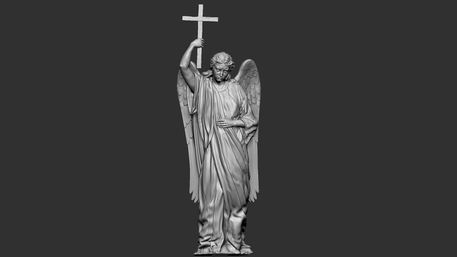 Angel statue 02 3D print model_5