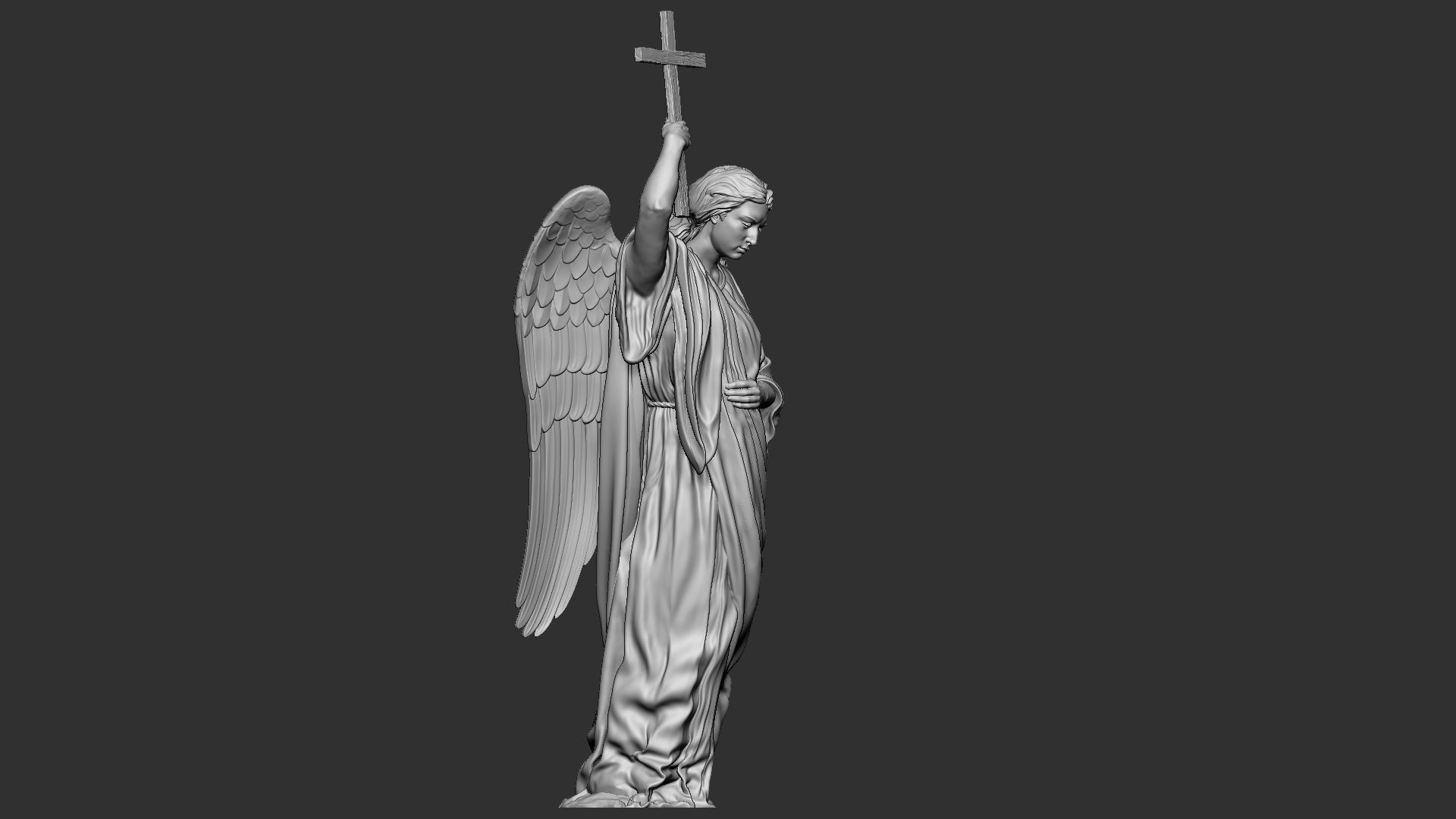 Angel statue 02 3D print model_14