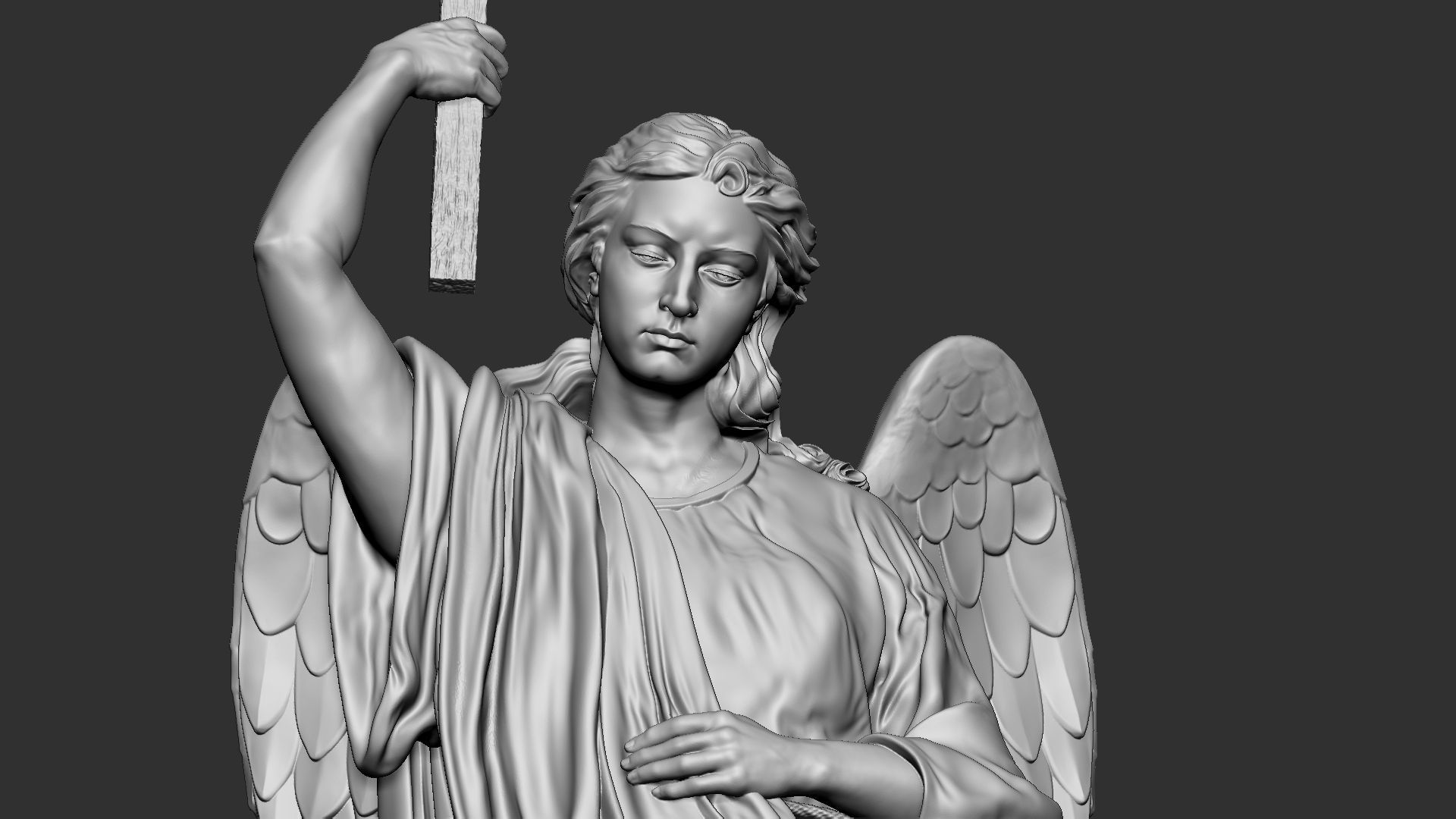 Angel statue 02 3D print model_3