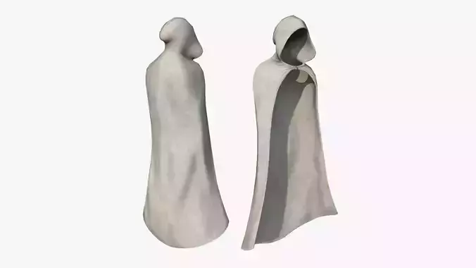 Medieval Cloak A02 Full White - Fantasy Character Design Low-poly 3D model