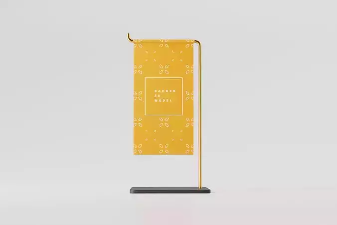 Flag Banner Low-poly 3D model