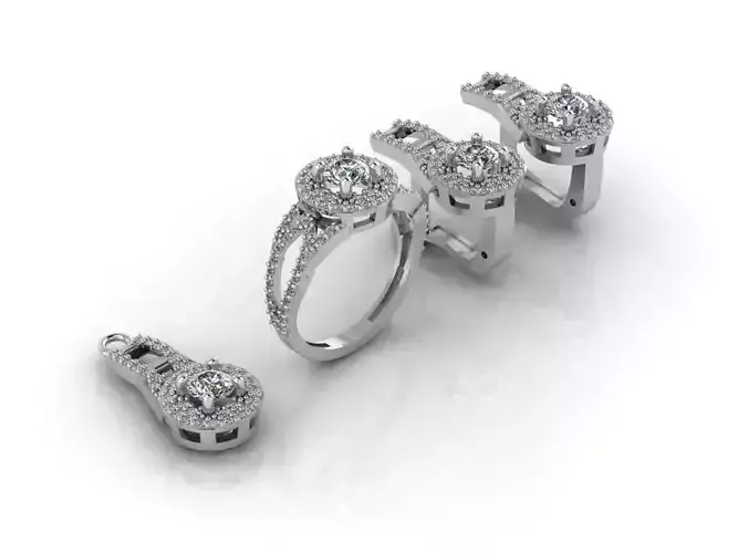 Mini Set Ring Pendant Earrings STL 3DM Womens Jewelry