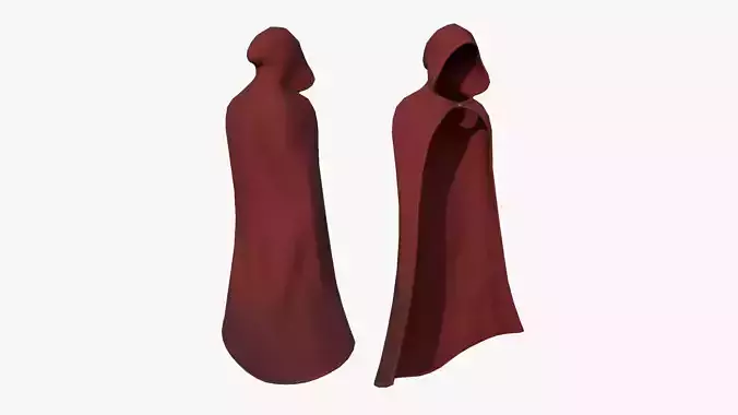 Medieval Cloak A03 Full Red - Fantasy Character Design Low-poly 3D model