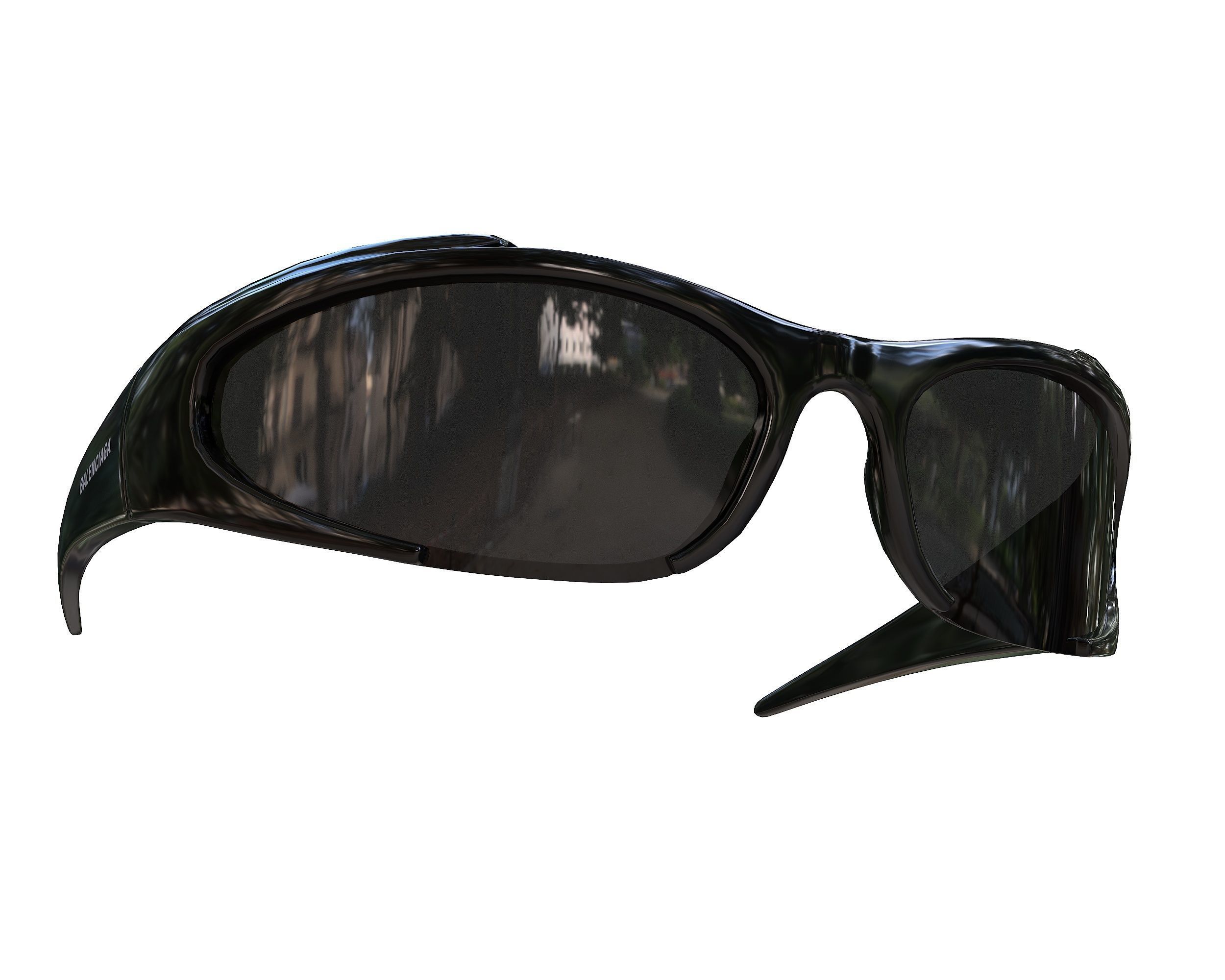 Balenciaga Reverse Xpander Rectangular Sunglasses Low-poly 3D model_9