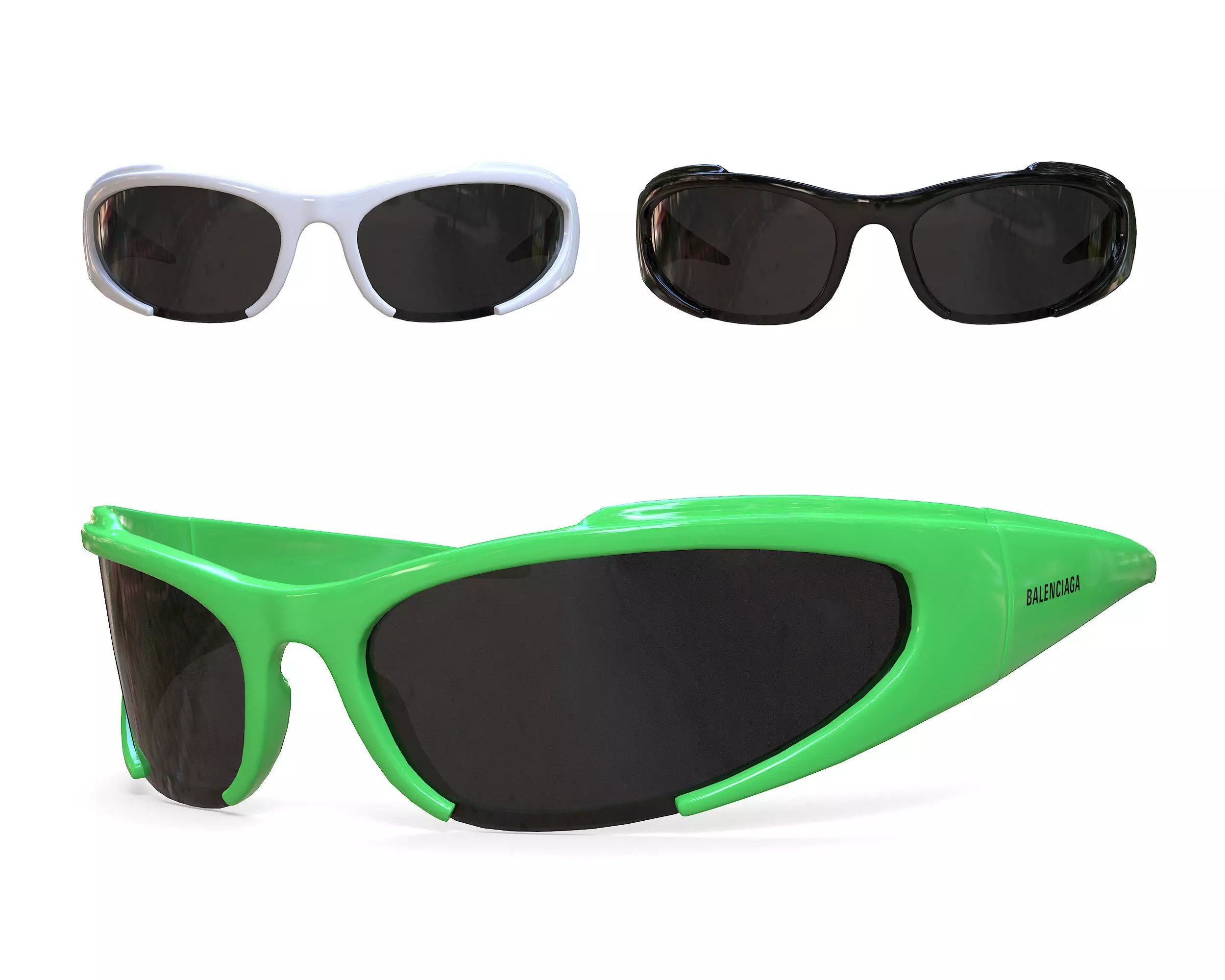 Balenciaga Reverse Xpander Rectangular Sunglasses Low-poly 3D model_0