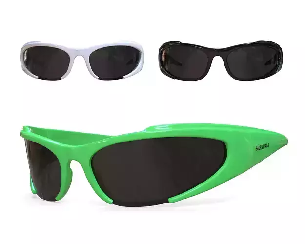 Balenciaga Reverse Xpander Rectangular Sunglasses Low-poly 3D model
