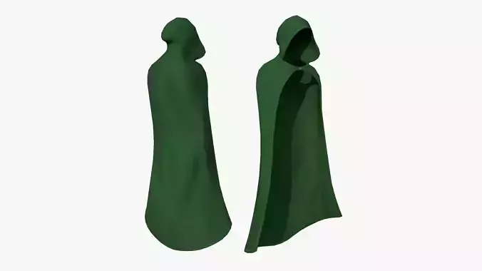 Medieval Cloak A04 Full Green - Fantasy Character Design Low-poly 3D model