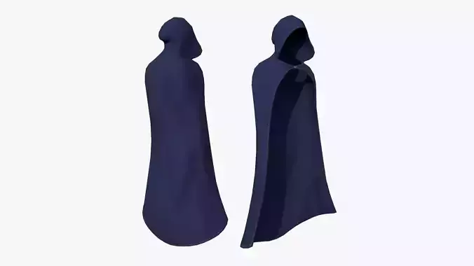 Medieval Cloak A05 Full Blue - Fantasy Character Design Low-poly 3D model