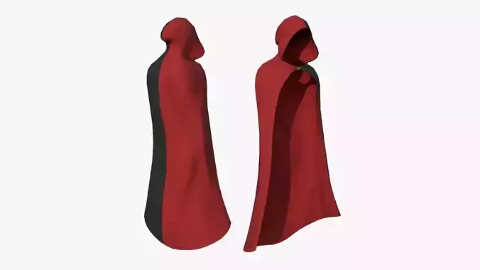 Medieval Cloak A06 Red Black - Fantasy Character Design Low-poly 3D model