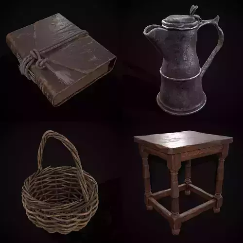 Medieval Prop Mix Thirty Three 3D Model Collection Medieval Prop Mix Thirty Three 3D Model Collection