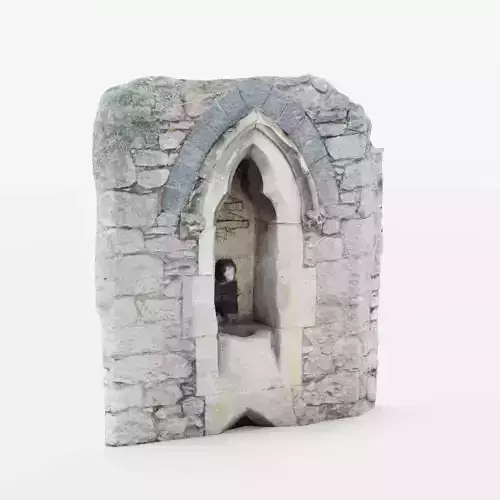 Stone Font Gothic Fountain Photo-Scan Low-poly 3D model