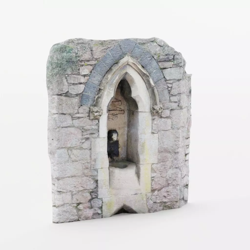 Stone Font Gothic Fountain Photo-Scan Low-poly 3D model_0
