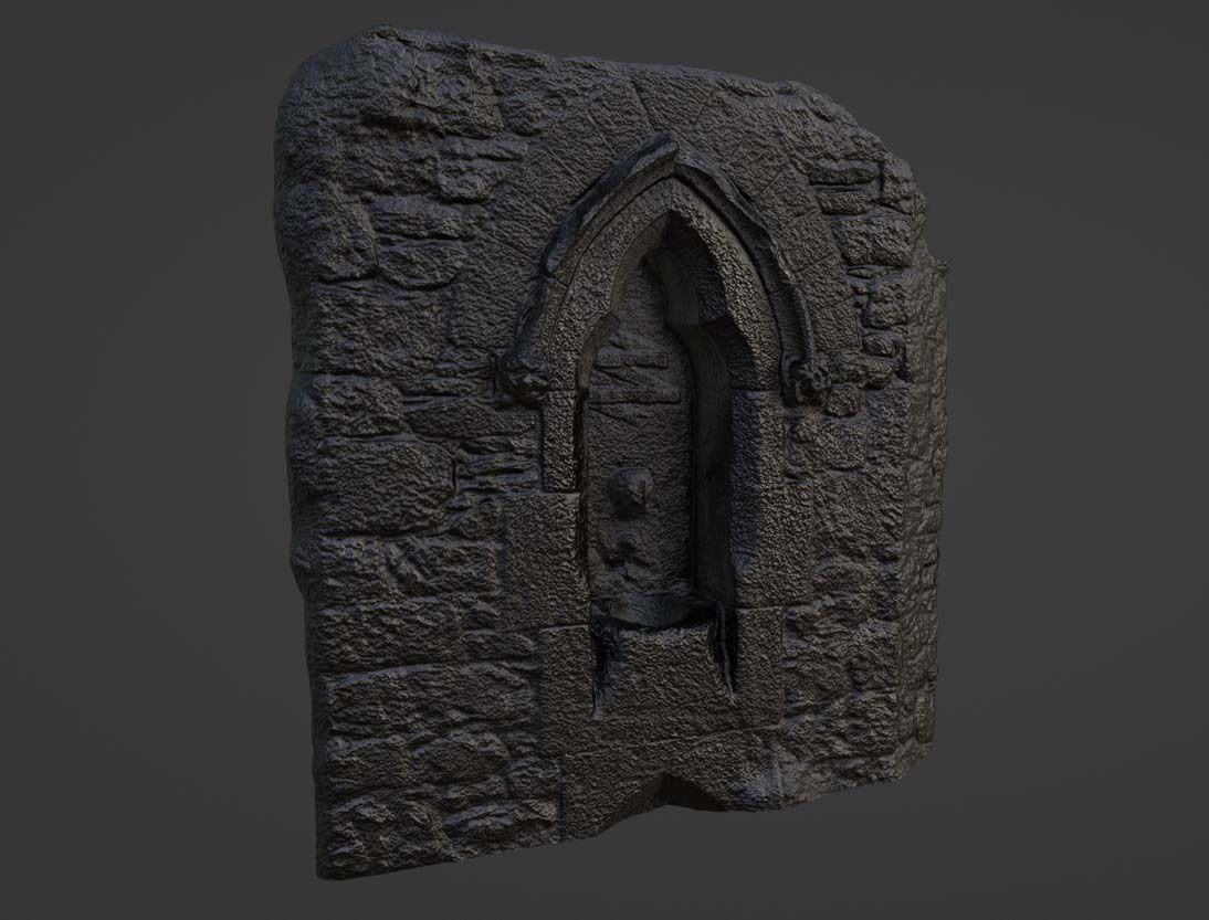 Stone Font Gothic Fountain Photo-Scan Low-poly 3D model_2